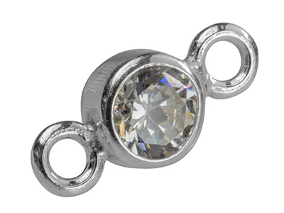 Intermedio Con Zirconi Da 4 MM Montati In Castone Chiuso, Argento 925