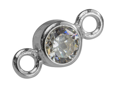 Connettore Con Zirconia Cubica Incastonata, 4 Mm, Argento 925