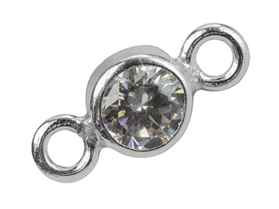 Intermedio Con Zirconi Da 4 MM Montati In Castone Chiuso, Argento 925 - Immagine Standard - 2