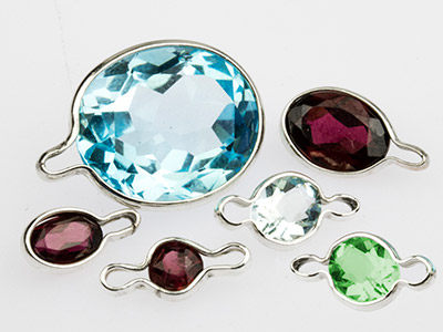 Set Di Castone Chiuso Con Pendente Ovale 6x 4 Mm, Argento 925, Sacchetto Da 5 - Immagine Standard - 3