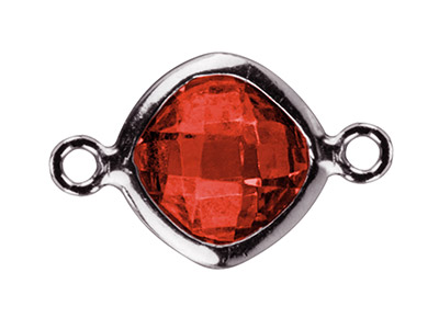 Connettore Quadrato Con Zirconia Cubica Color Granato, Argento 925