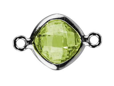 Connettore Quadrato Con Zirconia Cubica Color Peridoto, 6 Mm, Argento 925 - Immagine Standard - 1