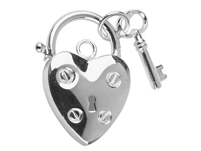 Lucchetto A Cuore Con Chiave, 15 Mm, Argento 925