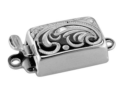 Chiusura Rettangolare Cesellata 10 X 4,50 Mm, Argento 925