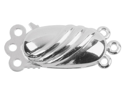 Chiusura A 3 File, Forma Ovale 13 X5 Mm, Argento 925
