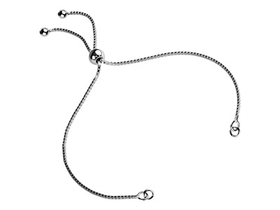 Componente Per Braccialetto Con Catena A Maglie Quadre E Chiusura Con Catena A Sfera Regolabile, Argento 925 - Immagine Standard - 1