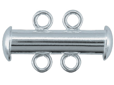 Chiusura A 2 File, Tubo 16 X 5 Mm, Argento 925