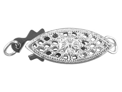 Chiusura Ovale In Filigrana 15 X 6 Mm, Argento 925