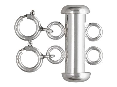 Chiusura A 2 File, Tubo 16 X 4 Mm, Con Anello A Molla, Argento 925