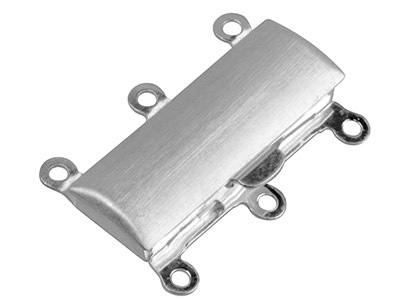 Chiusura A 3 File, Rettangolo 23 X 16 Mm, Argento 925 Opaco