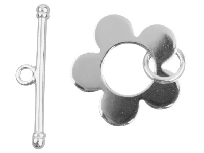 Chiusura Con Anello A Fiore E Barretta, Diametro Anello 20 Mm, Lunghezza Barretta 23 Mm, Argento 925 - Immagine Standard - 1