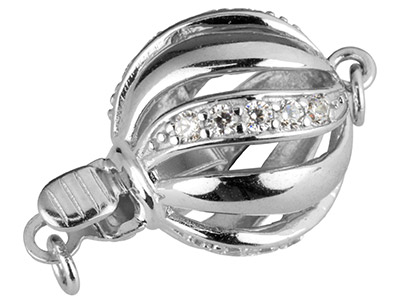 Chiusura A Sfera Da 12 Mm, Argento 925 Con Zirconi