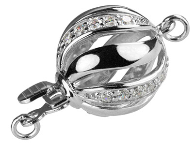 Chiusura A Sfera Da 12 Mm, Argento 925 Con Zirconi - Immagine Standard - 2