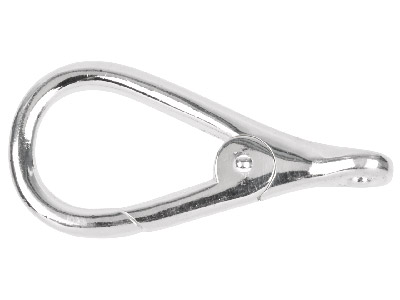 Chiusura A Moschettone Con Anello Piatto, 48 X 21 Mm, Argento 925