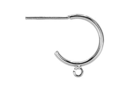 Mezza Creola Sull'asta, Con Anello,argento 925, Paio - Immagine Standard - 2