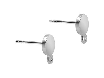 Asta Piatta Da 6 MM Con Anello, Argento 925, Coppia