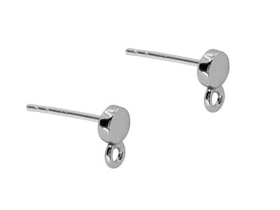 Asta Con Pastiglia Da 3 MM Con Anello, Argento 925, Coppia - Immagine Standard - 1