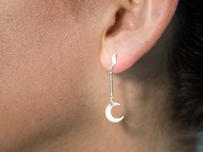 Gambo Foglia 5 Mm, Con Anello, Argento 925, Coppia - Immagine Standard - 3