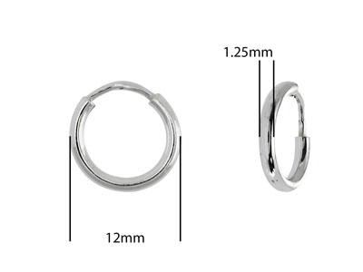 Orecchini A Cerchio Senza Fine, 12 mm, Argento 925, Confezione Da 2 - Immagine Standard - 2