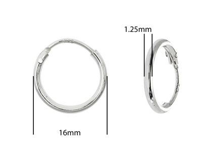 Orecchini A Cerchio Senza Fine, 16 mm, Argento 925, Confezione Da 2 - Immagine Standard - 2