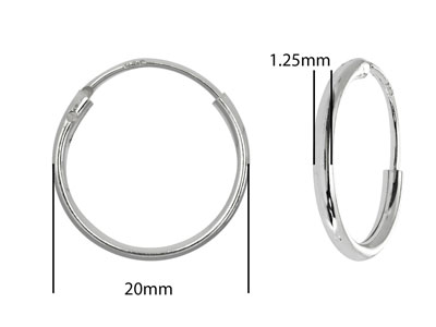 Orecchini A Cerchio Senza Fine, 20 mm, Argento 925, Confezione Da 2 - Immagine Standard - 2