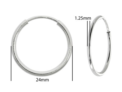 Orecchini A Cerchio Senza Fine, 24 mm, Argento 925, Confezione Da 2 - Immagine Standard - 2