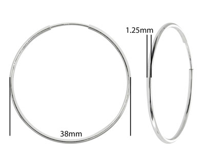 Orecchini A Cerchio Senza Fine, 38 mm, Argento 925, Confezione Da 2 - Immagine Standard - 2