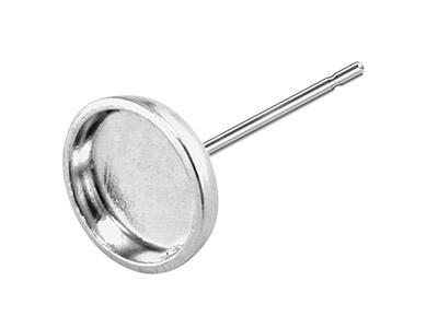 Stelo Di Supporto Cabochon Rotondo 8 Mm, Argento 925, Ciascuno