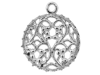 Ciondolo In Filigrana Per Cabochon Tondo Da 16 Mm, Argento 925