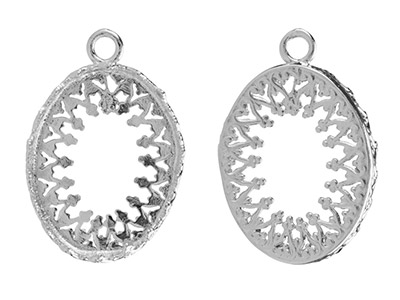 Ciondolo In Filigrana Per Cabochon Ovale 14 X 20 Mm, Argento 925 - Immagine Standard - 2