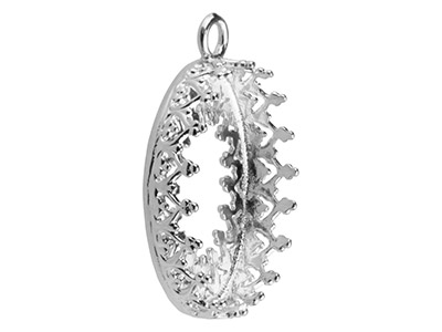 Ciondolo In Filigrana Per Cabochon Ovale 14 X 20 Mm, Argento 925 - Immagine Standard - 3