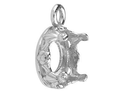 Ciondolo In Filigrana Per Cabochon Tondo Da 8 Mm, Argento 925 - Immagine Standard - 3