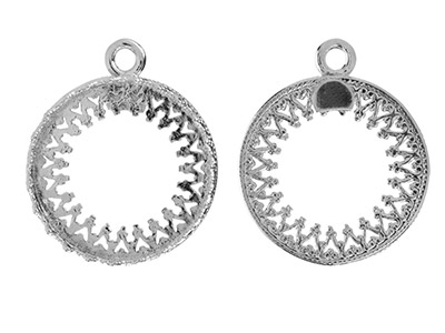 Ciondolo In Filigrana Per Cabochon Tondo Da 16 Mm, Argento 925 - Immagine Standard - 2