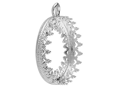 Ciondolo In Filigrana Per Cabochon Tondo Da 16 Mm, Argento 925 - Immagine Standard - 3