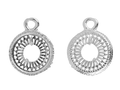 Ciondolo In Filigrana Per Cabochon Tondo Da 10 Mm, Argento 925 - Immagine Standard - 2