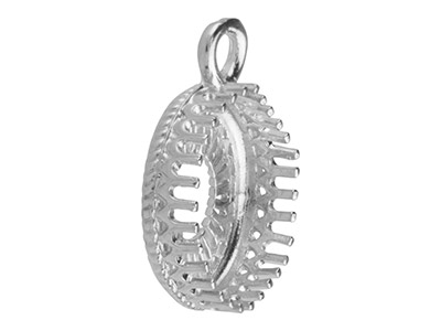 Ciondolo In Filigrana Per Cabochon Tondo Da 10 Mm, Argento 925 - Immagine Standard - 3