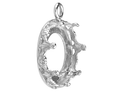 Ciondolo In Filigrana Per Cabochon Tondo Da 14 Mm, Argento 925 - Immagine Standard - 3