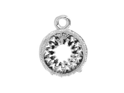 Ciondolo In Filigrana Per Cabochon Tondo Da 10 Mm, Argento 925