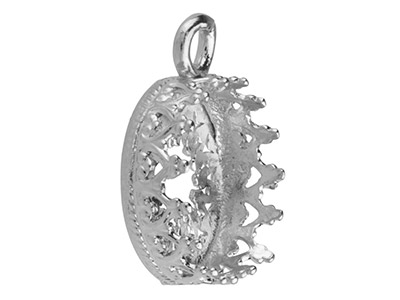 Ciondolo In Filigrana Per Cabochon Tondo Da 10 Mm, Argento 925 - Immagine Standard - 3