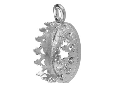 Ciondolo In Filigrana Per Cabochon Tondo Da 10 Mm, Argento 925 - Immagine Standard - 4