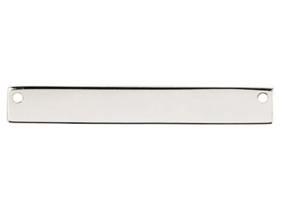 Barra Rettangolare Traforata Con Due Fori, 40 X 6 Mm, Argento 925