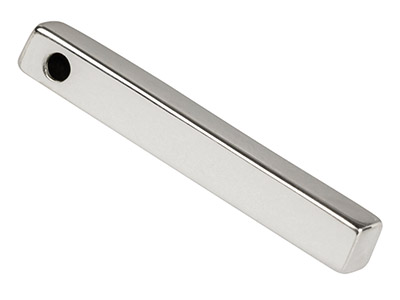Barra Rettangolare Con Un Foro, 30x4 Mm, Argento 925 - Immagine Standard - 2