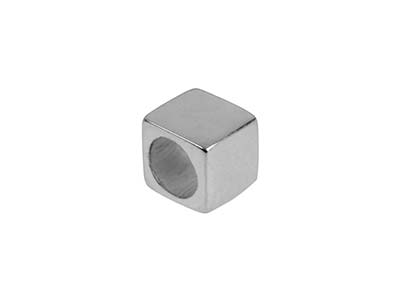 Perla Intercalare Cubo 4 X 4 Mm, Argento 925, Sacchetto Da 3