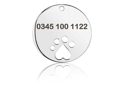 Ciondolo Vuoto Disco Con Impronta Della Zampa 25 Mm, Argento 925 - Immagine Standard - 3