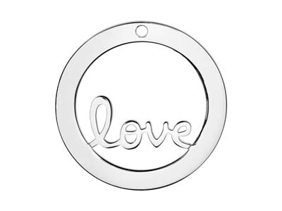 Rondella Con Scritta Love Semilavorata Per Stampaggio, 32mm, Argento 925