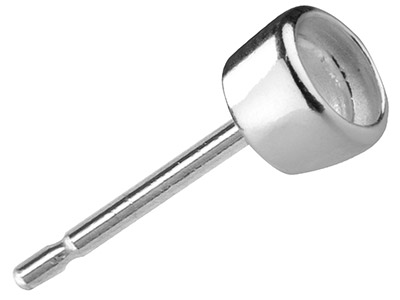 Stelo Chaton Con Incastonatura Chiusa 6 Mm, Argento 925, Confezione Da5 Paia - Immagine Standard - 1