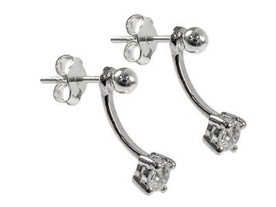 Gioielli Da Lobo Per Sistemi Auricolari Da 15 Mm, Argento 925 E Zirconi, La Coppia Rotondo, Intercambiabili, Argento 925 - Immagine Standard - 4