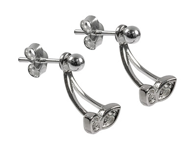 Gioielli Da Lobo Per Sistemi Auricolari Da 14 Mm, Argento 925 E Zirconi, La Coppia Argento 925 - Immagine Standard - 4