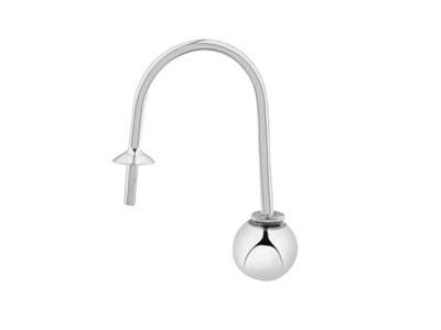 Gancio In Filo Con Sfera Filettata 4,00 Mm, Cappuccio 2,50 Mm, Argento925, Ciascuno