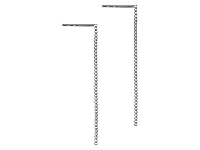 Sistema Per Orecchini Con Filo E Catena, Argento 925, Paio - Immagine Standard - 2
